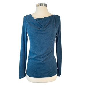 Toad&Co Heathered Teal Drape Neck Top Sz XS (BS)